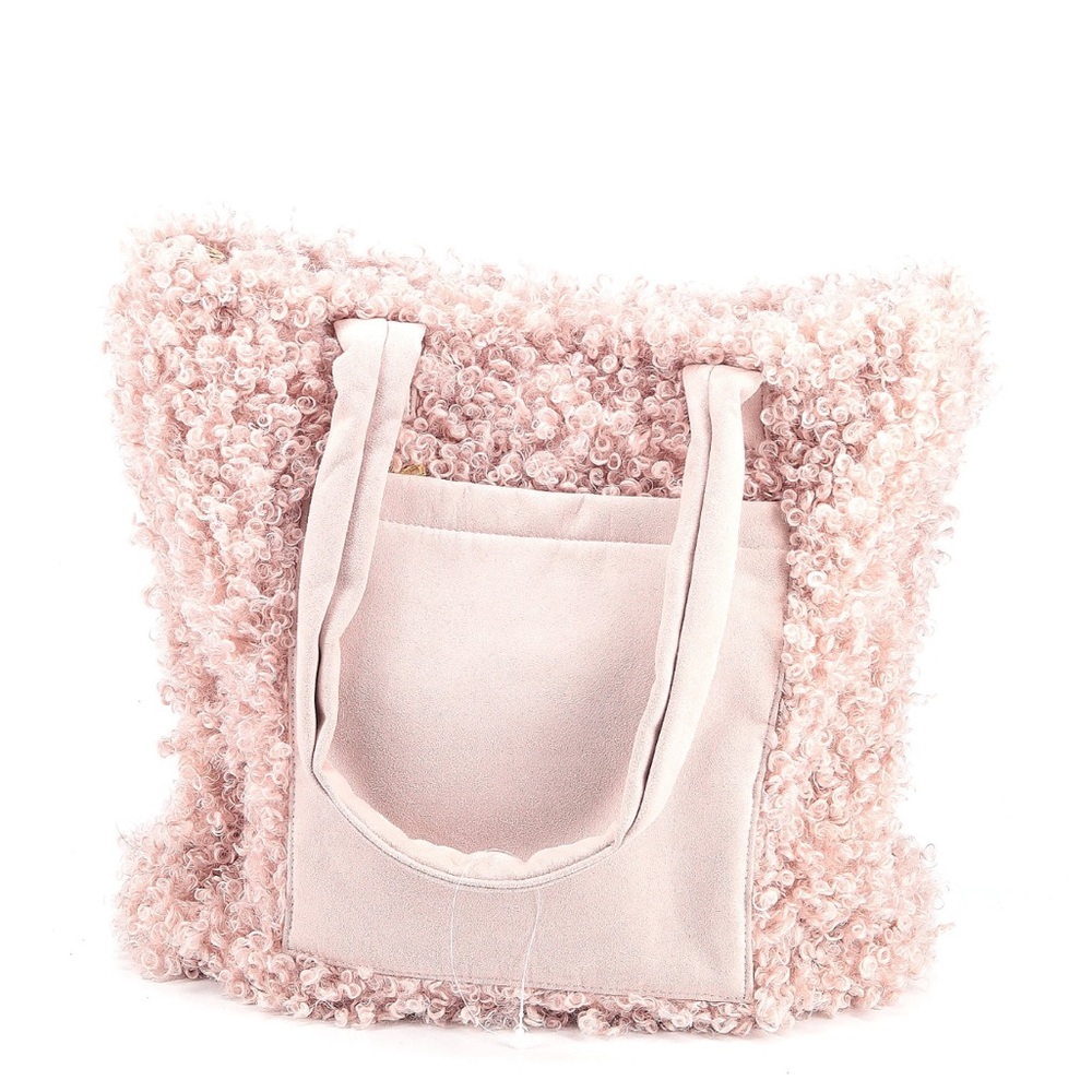 Pink Faux Poodle Fur Laptop Bag